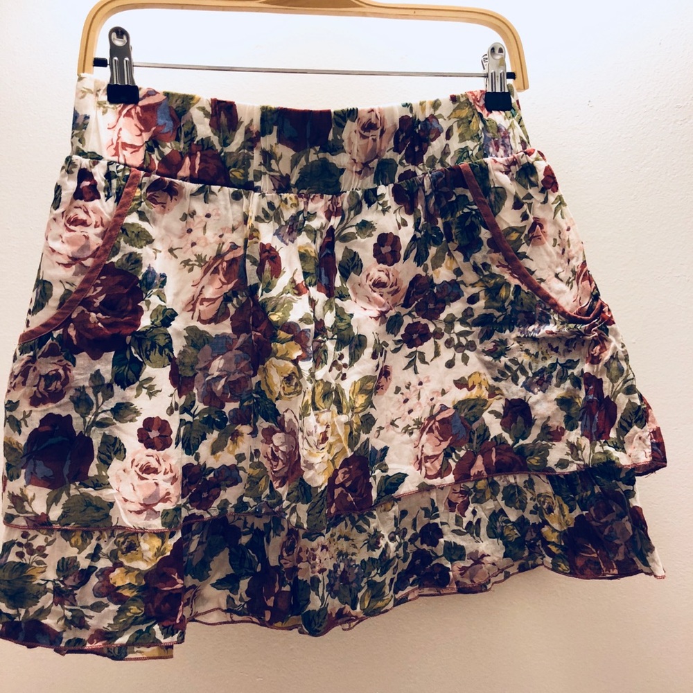 print mini skirt with 2 pockets